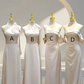 Apricot satin waist-cinched, slim-fit ball gown, bridesmaid dress R5961