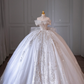 White bottom diamond one shoulder slim waist puffy skirt long dress bridal dress R5880