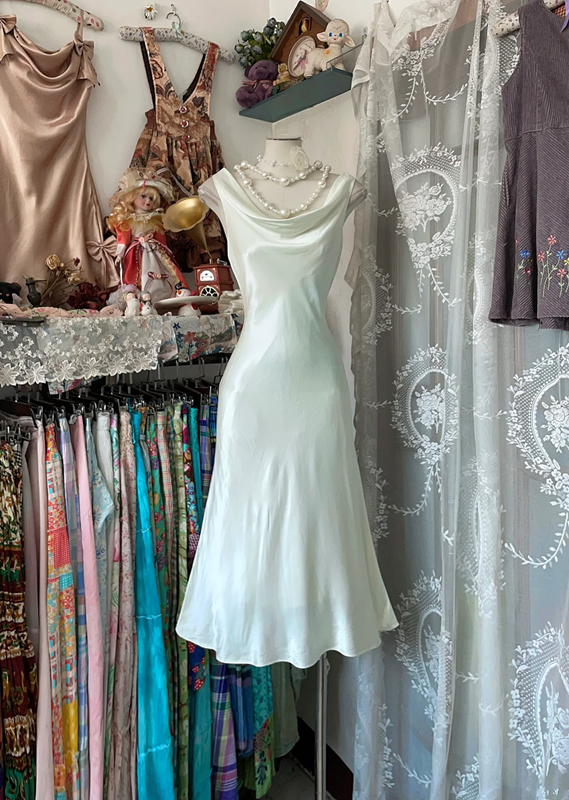 Light mint green sleeveless waisted satin sexy skirt ball gown R6201