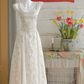 Ivory white suspender butterfly print waist slim A-line maxi dress, ball gown R6240