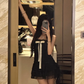 Sweet and spicy style tube top dress 2025 pure desire pleated waist ribbon short skirt R1037