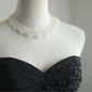 Black tube top pleated waist slim skirt homecoming dress R4157