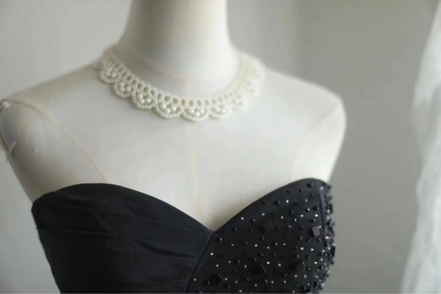 Black tube top pleated waist slim skirt homecoming dress R4157