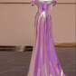 Refined Silky Applique Prom Gown Purple Women's Maxi Evening Dress Party Dress RS2817