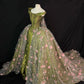 Green one-shoulder slim waist long dress, prom dress R5323