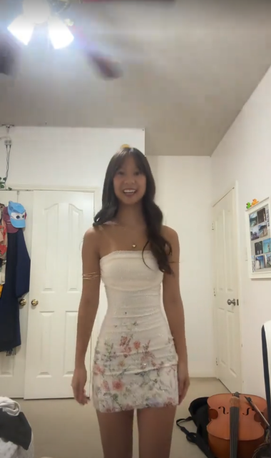 White tube top slim waist hip wrap printed skirt short skirt homecoming dress R5490