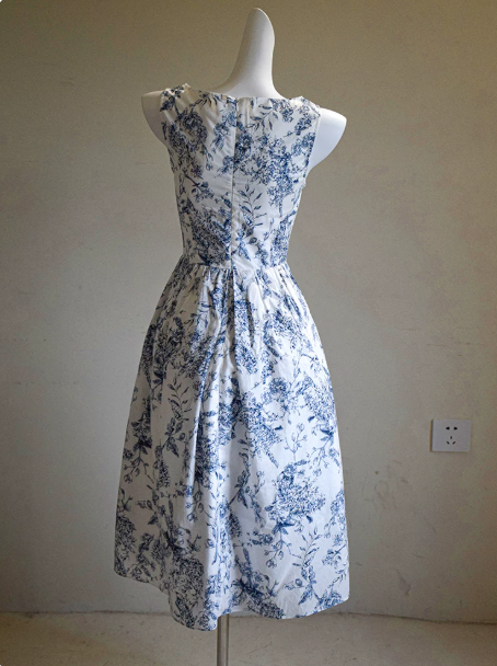 French Retro Floral A-line Jewel Corset Maxi Prom Dress Evening Dress RS475