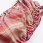 Tea break French retro slim temperament red plaid dress new V-neck puff sleeve princess dress R0171