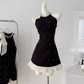 Bowknot halter neck black suspender dress 2025 slim A-line skirt beaded diamond bottoming skirt R0283
