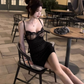 Sexy hot girl lace see-through suspender dress 2025 large size pure desire hip skirt R1380