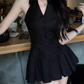 Sweet and spicy design sleeveless halter dress 2025 pure desire waist pleated short skirt R1136