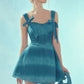 Dreamy blue sling bow waist slimming A-line short skirt homecoming dress R3366