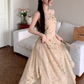 Fairy new Chinese style improved cheongsam halo dyed floral waist long skirt dress R1703