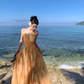 Vacation wear backless long dress beach dress island style suspender dress beach dress R1604