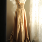 Gold one-shoulder high-waisted sexy long ball gown R6721
