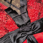 Red sequined halter-neck fitted long ball gown R6401