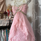 Pink strapless fitted waist cute short dress, prom dress R6321