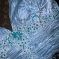 Light blue halter neck, fitted waist, elegant fairy-like long ball gown R6960