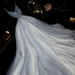 Silver halter-neck rhinestone high-waisted tulle skirt long ball gown R7000