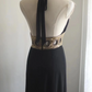 Black halter-neck waist-cinching backless sexy long prom dress R7947