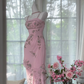 Light pink halter-neck rhinestone-embellished fitted waist bodycon sexy long ball gown R7636