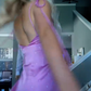 Purple suspender waist slim A-line short skirt homecoming dress R5609