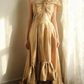 Gold one-shoulder high-waisted sexy long ball gown R6721