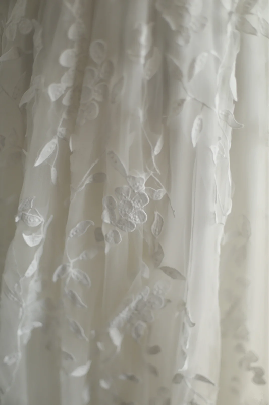 White strapless, fitted waist, floral print long ball gown R6800