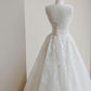 White tube top printed waist slim fit puffy elegant long skirt, prom dress R5650
