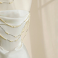White strapless satin waist slim fit elegant skirt, prom dress R5692
