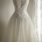White strapless, fitted A-line tulle long ball gown/bridal dress R6760