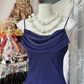 Deep purple halter-neck fitted long dress, ball gown R6360