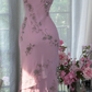 Light pink halter-neck rhinestone-embellished fitted waist bodycon sexy long ball gown R7636