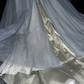 Silver halter-neck rhinestone high-waisted tulle skirt long ball gown R7000