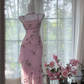 Light pink halter-neck rhinestone-embellished fitted waist bodycon sexy long ball gown R7636