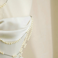 White strapless satin waist slim fit elegant skirt, prom dress R5692