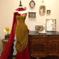 Yellow strapless fitted waist slim hips sexy long wedding dress R6601