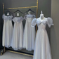 Gray blue slim waist elegant ball gown, bridesmaid dress R6000