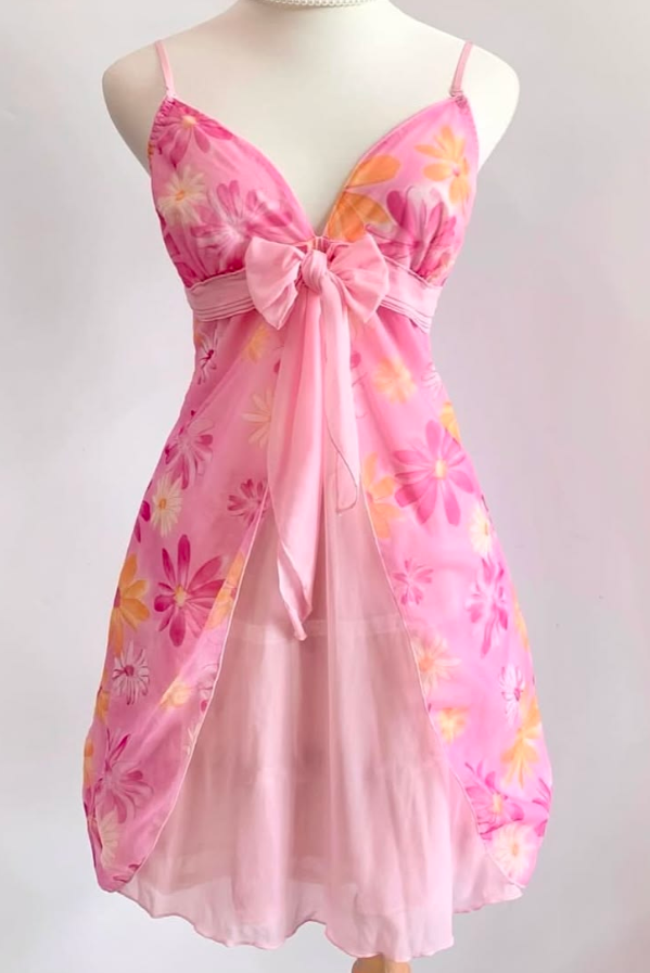 Floral Chiffon Women's Homecoming Dress Hot Pink Corset Short Prom Dress Party Dress RS2440