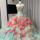 Fresh and elegant strapless, fitted waist, princess-style long ball gown with a full skirt R6481