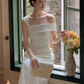French one-shoulder dress 2025 sexy temperament waist elegant party dress R1488