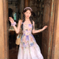 Long purple waist-length neckline suspender dress summer French retro temperament slim skirt R4780