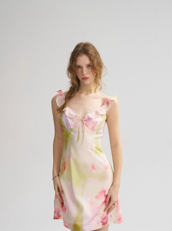 Ruffled suspender dress holiday short skirt French fairy short skirt R2699