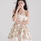 Apricot jacquard dress niche design suspender skirt summer new waist chiffon short skirt for women R4110