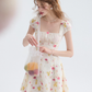 French short-sleeved dress short skirt summer petite short skirt floral princess dress female summer R3489