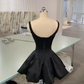 Minimalist Black Beaded A-Line Spaghetti Straps Corset Mini Prom Dress Homecoming Dress RS437