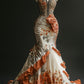 Retro pattern tube top waist hip sexy fishtail dress, prom dress R5324