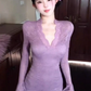 Pure desire style V-neck trumpet sleeve lace dress 2025 hot girl waist hip skirt R1079