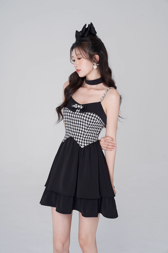 Pure desire little fragrance style suspender dress black sweet princess dress R4113