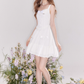 Girls slim texture tea break vacation white bow dress summer R4544
